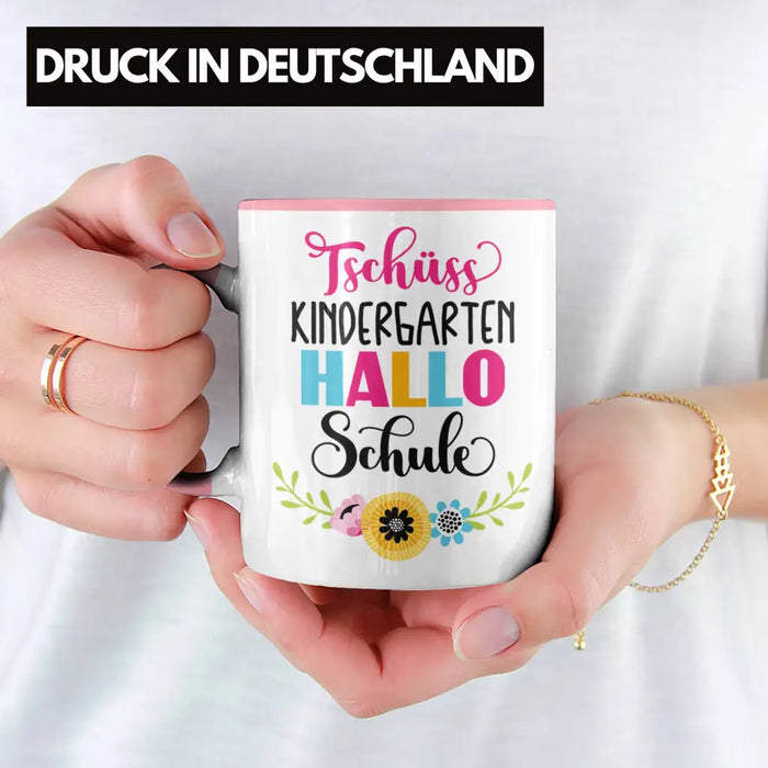 Tschüss Kindergarten Hallo Schule Mädchen 2022 Geschenk Tasse Schulstart 1. Schultag Schuleinführung Schulanfang Geschenkidee 2022 Schulkind Ich Glitzer Jetzt In Der Schule Rosa Trendation