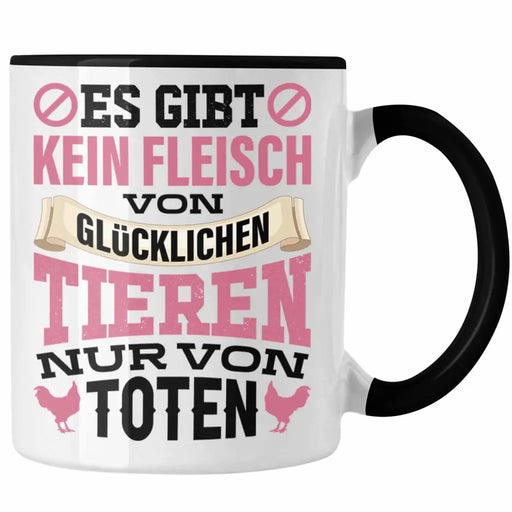 Veganer Tasse Geschenk Es Gibt Kein Fleisch von Glücklichen Tieren Statement Vegetarier Geschenkidee Tierschutz Tierschützer Trendation