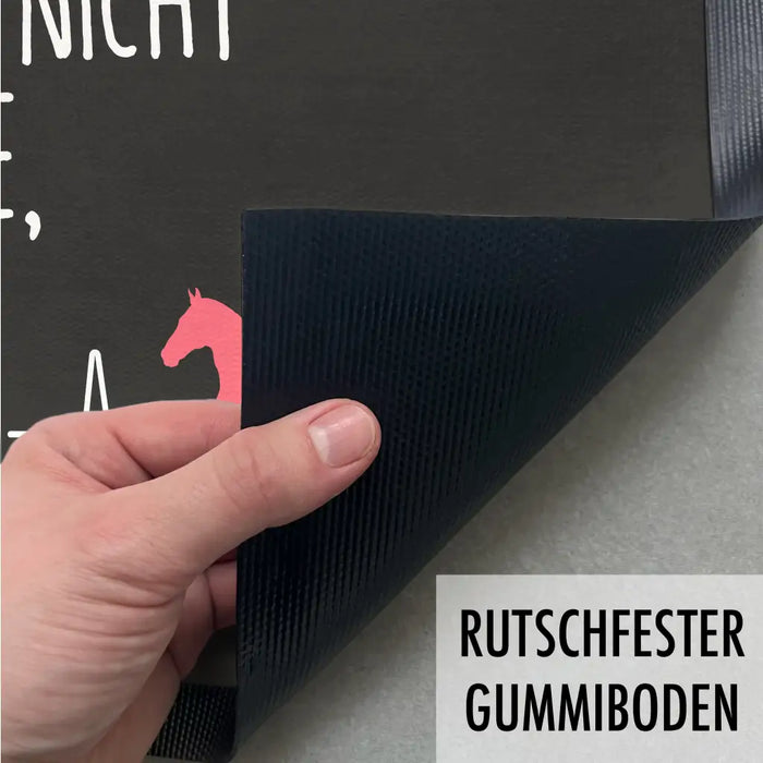 Wenn Ich Nicht Aufmache Bin Ich Im Stall Fußmatte Reiterin Geschenk Pferde Reiten Fussmatte 60x40 cm Schwarz-3 Trendation