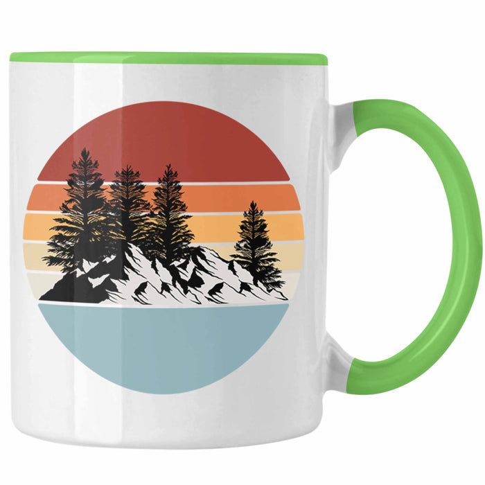 Retro Wald Tasse Geschenk Outdoor Natur Berge Grün Trendation