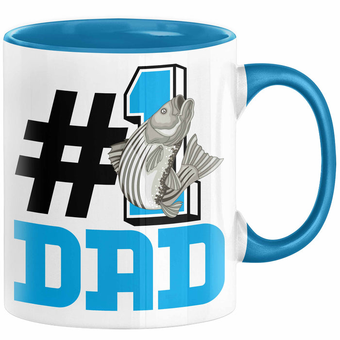 Fischer Nummer 1 Dad Vater Tasse Geschenk Angler Papa Geschenkidee Bester Papa Der Welt Vatertag Lustige Geschenkidee Blau Trendation