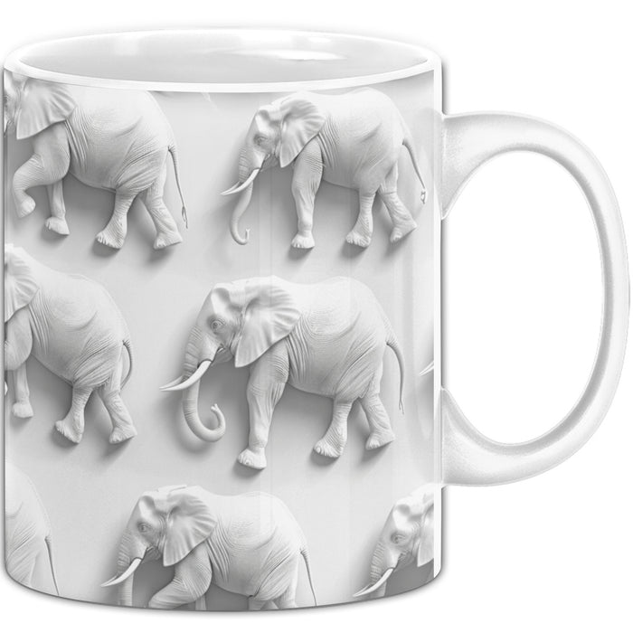 Elefanten 3D Tasse Geschenk Elefanten-Liebhaber Geschenkidee Steine Weiß Trendation