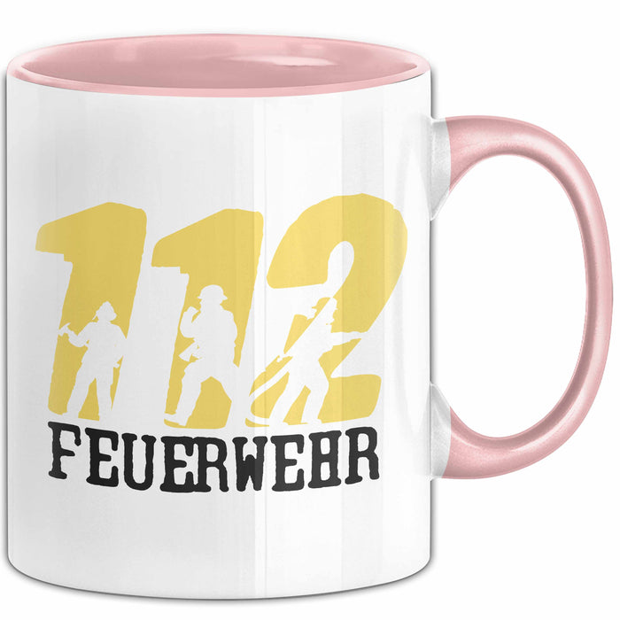 Feuerwehr Tasse Geschenk Für Feuerwehrmann Geschenkidee Hydrant 112 Rosa Trendation