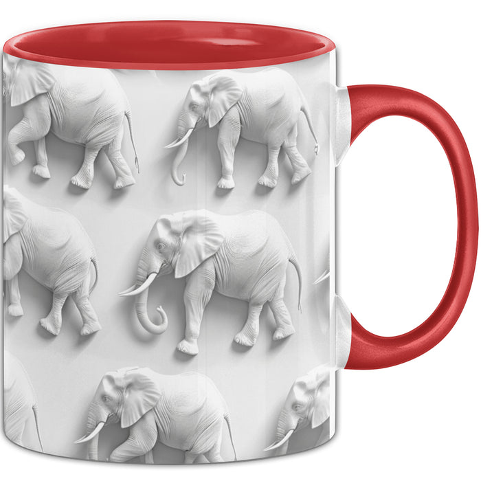 Elefanten 3D Tasse Geschenk Elefanten-Liebhaber Geschenkidee Steine Rot Trendation