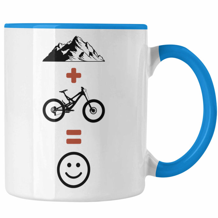 Mountainbike Tasse Geschenk Berge Downhill MTB Fahrer Geschenkidee Blau Trendation
