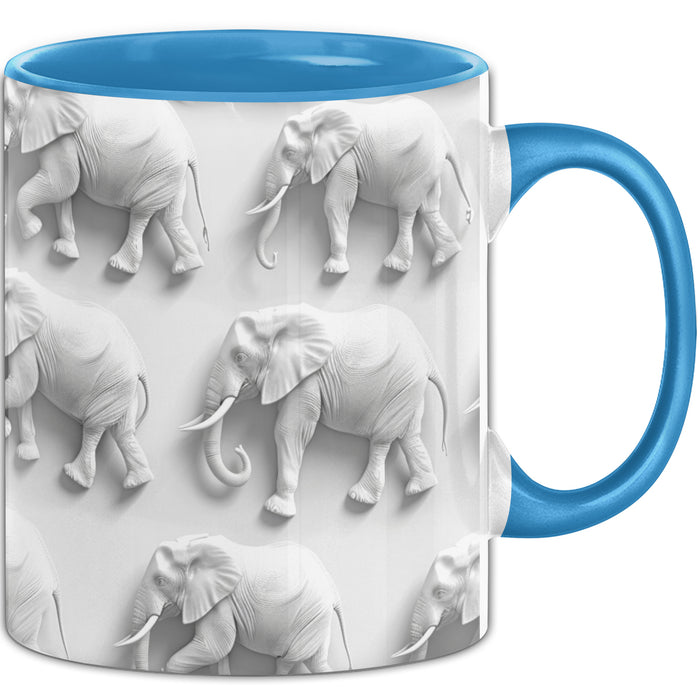 Elefanten 3D Tasse Geschenk Elefanten-Liebhaber Geschenkidee Steine Blau Trendation