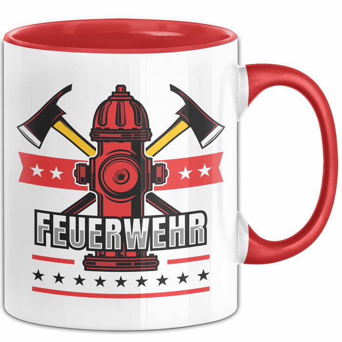 Feuerwehr Tasse Geschenk Für Feuerwehrmann Geschenkidee Hydrant Rot Trendation