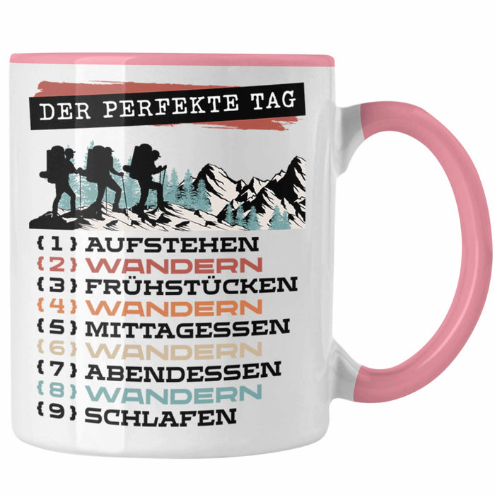 Wandern Tasse Geschenk für Wander-Fans Berge Spruch Der tolle Tag Geschenkidee Lustig Rosa Trendation
