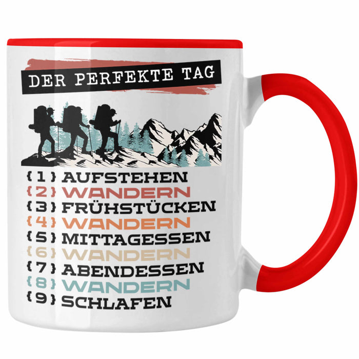 Wandern Tasse Geschenk für Wander-Fans Berge Spruch Der tolle Tag Geschenkidee Lustig Rot Trendation