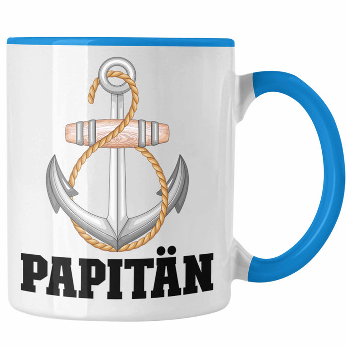 Papitän Tasse Geschenk Vater Kapitän Geschenkidee zum Vatertag Papa Boot Blau Trendation