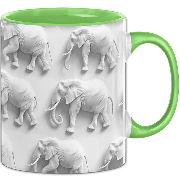 Elefanten 3D Tasse Geschenk Elefanten-Liebhaber Geschenkidee Steine Grün Trendation