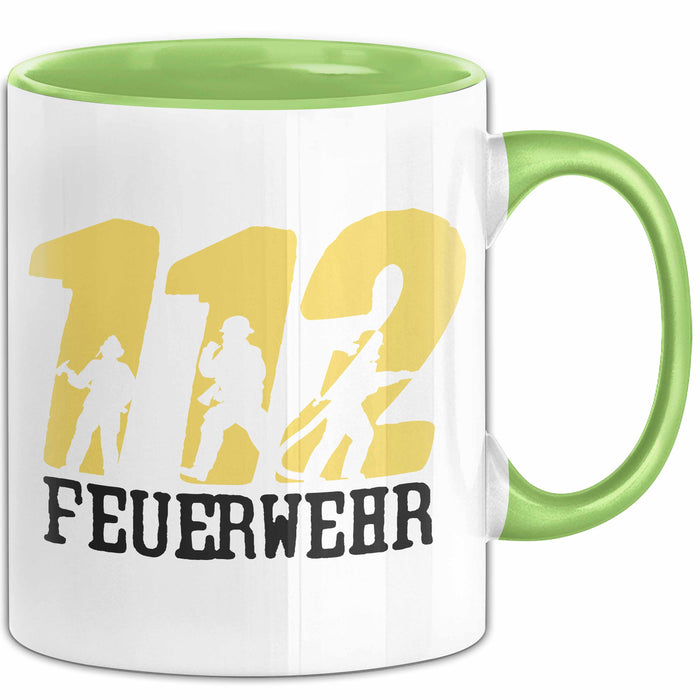 Feuerwehr Tasse Geschenk Für Feuerwehrmann Geschenkidee Hydrant 112 Grün Trendation