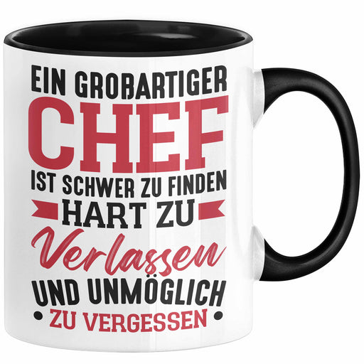 Chef Abschieds-Geschenk Tasse für Chef vom Team Abschied Ein Großartiger Chef Ist Schwer Zu Finden Hart Zu Verlassen und Unmöglich Zu Vergessen Trendation
