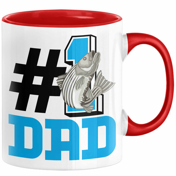 Fischer Nummer 1 Dad Vater Tasse Geschenk Angler Papa Geschenkidee Bester Papa Der Welt Vatertag Lustige Geschenkidee Rot Trendation