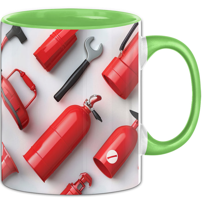 Feuerwehr Tasse Geschenk Feuerwehrmann 3D Tasse Grün Trendation