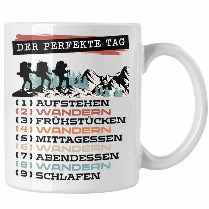 Wandern Tasse Geschenk für Wander-Fans Berge Spruch Der tolle Tag Geschenkidee Lustig Weiß Trendation