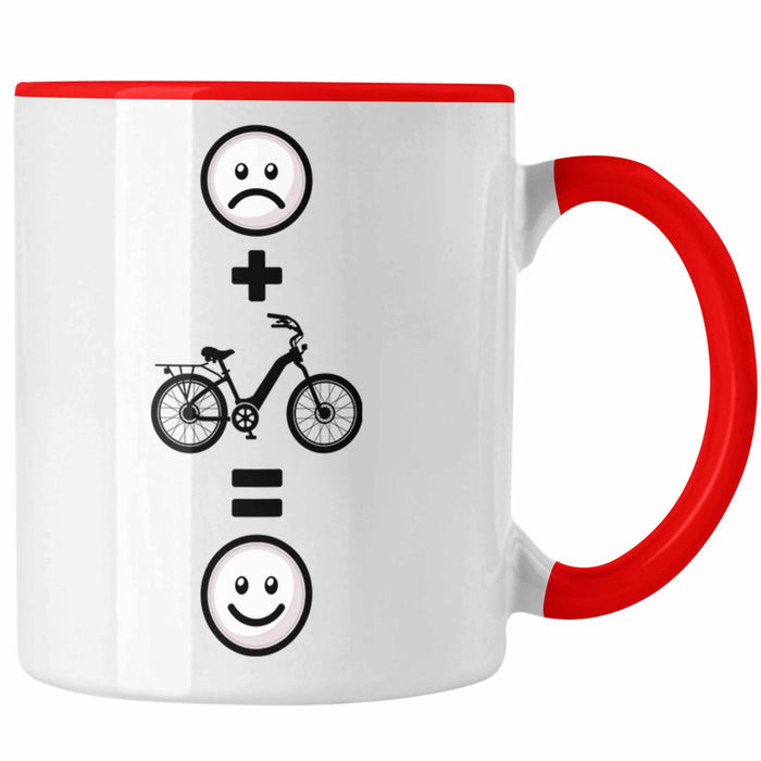 E-bike Tasse Geschenk für E-Bike fahrer Geburtstag Lustige Geschenkidee :( + E-Bike = :) Rot Trendation