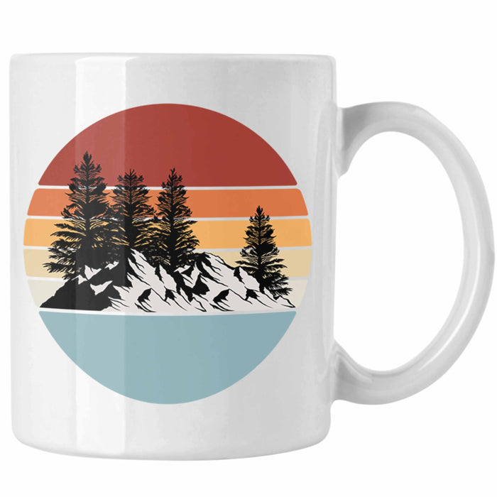 Retro Wald Tasse Geschenk Outdoor Natur Berge Weiß Trendation
