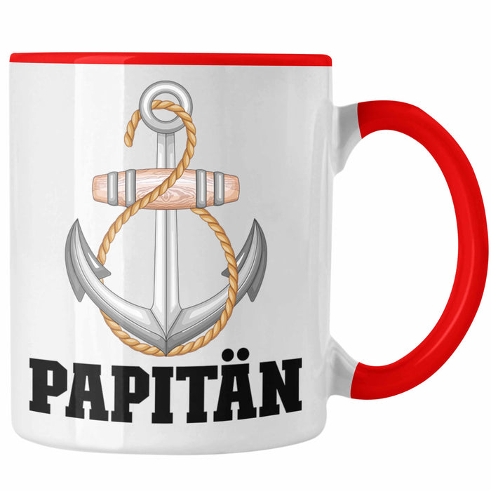 Papitän Tasse Geschenk Vater Kapitän Geschenkidee zum Vatertag Papa Boot Rot Trendation