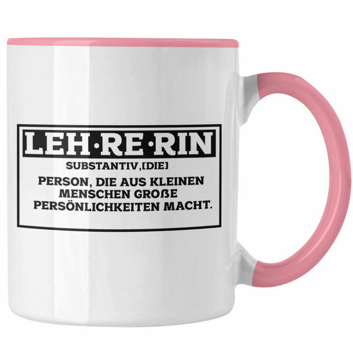 Lehrerin Tasse Abschiedsgeschenk für Lehrerinnen Geschenkidee Abschied Rosa Trendation