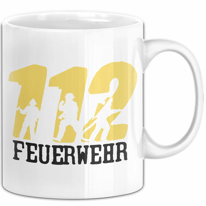 Feuerwehr Tasse Geschenk Für Feuerwehrmann Geschenkidee Hydrant 112 Weiß Trendation