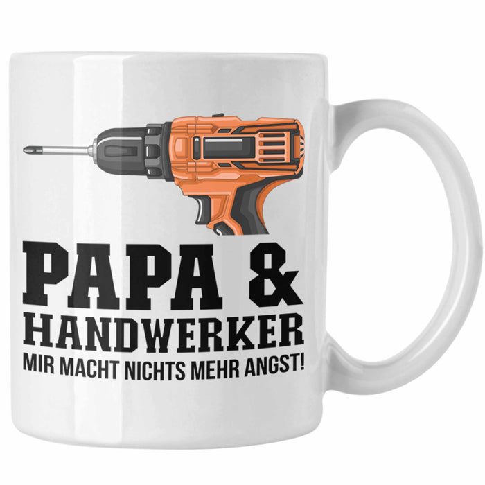 Papa und Handwerker Tasse Geschenkidee Vater für Handwerker Geburtstag Vatertag Spruch Geschenkidee Weiß Trendation