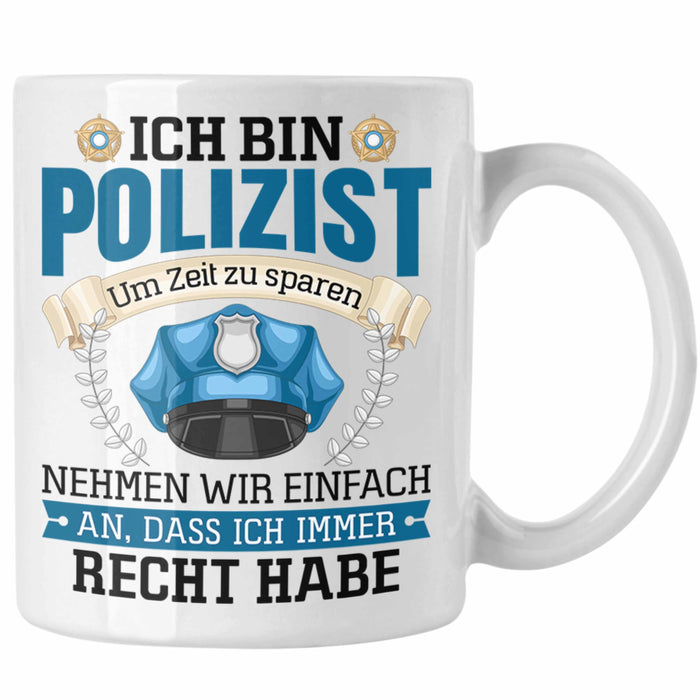 Polizist Tasse Geschenk Lustiger Spruch Männer Bester Polizei Weiß Trendation