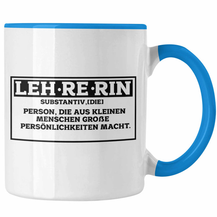 Lehrerin Tasse Abschiedsgeschenk für Lehrerinnen Geschenkidee Abschied Blau Trendation
