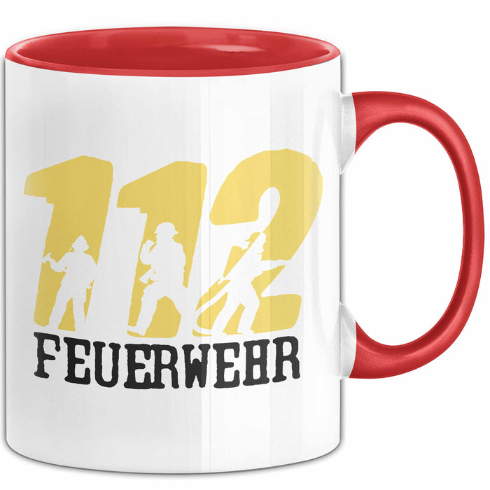 Feuerwehr Tasse Geschenk Für Feuerwehrmann Geschenkidee Hydrant 112 Rot Trendation