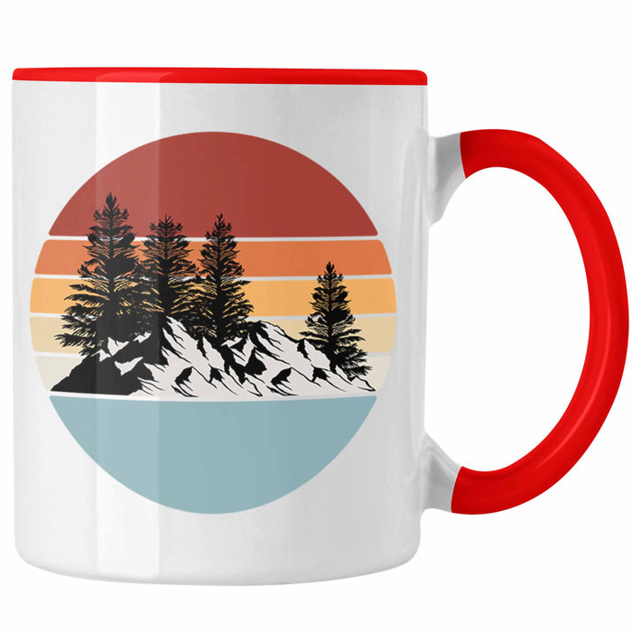Retro Wald Tasse Geschenk Outdoor Natur Berge Rot Trendation