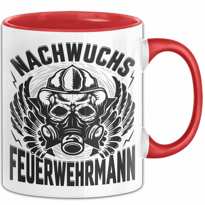 Nachwuchs Feuerwehrmann Tasse Geschenk Jungs Jungen Geschenkidee Freiwillige Feuerwehr Kaffee-Becher Rot Trendation