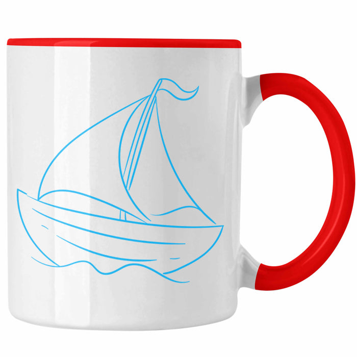 Segelboot Tasse Lustiges Geschenk für Segler Kapitäne Geschenkidee Rot Trendation