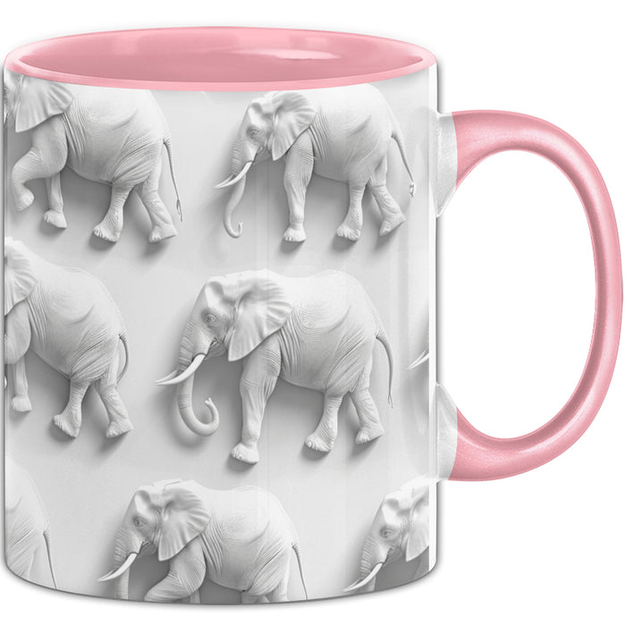 Elefanten 3D Tasse Geschenk Elefanten-Liebhaber Geschenkidee Steine Rosa Trendation