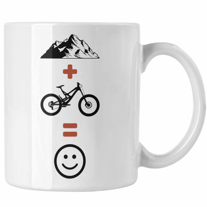 Mountainbike Tasse Geschenk Berge Downhill MTB Fahrer Geschenkidee Weiß Trendation