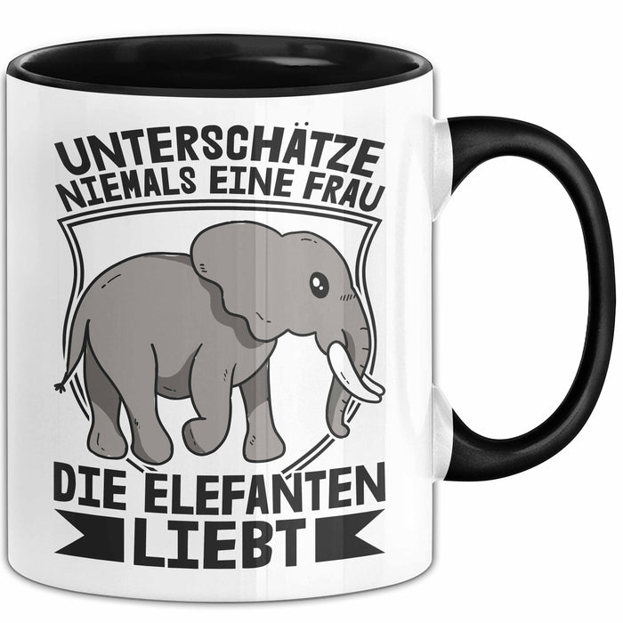 Elefant Tasse Geschenk Für Elefanten-Liebhaber Geschenkidee Unterschätze Niemals Eine Frau Die Elefanten Liebt Trendation