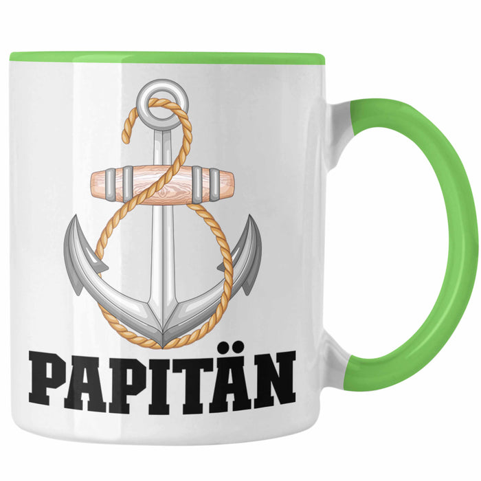 Papitän Tasse Geschenk Vater Kapitän Geschenkidee zum Vatertag Papa Boot Grün Trendation