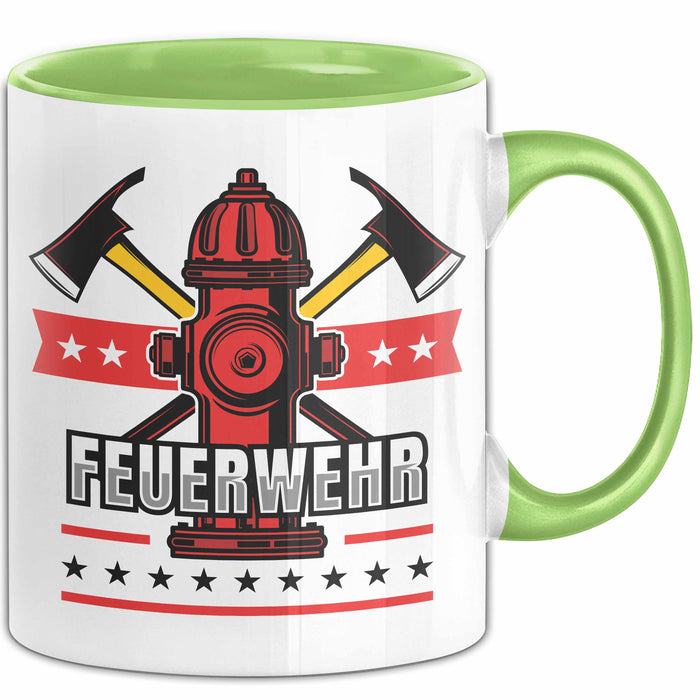 Feuerwehr Tasse Geschenk Für Feuerwehrmann Geschenkidee Hydrant Grün Trendation