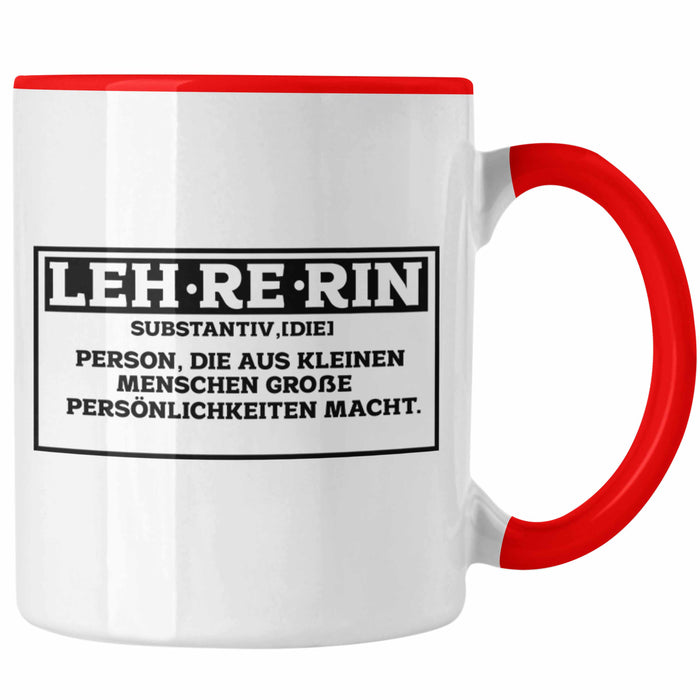 Lehrerin Tasse Abschiedsgeschenk für Lehrerinnen Geschenkidee Abschied Rot Trendation
