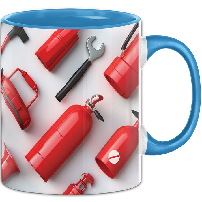 Feuerwehr Tasse Geschenk Feuerwehrmann 3D Tasse Blau Trendation