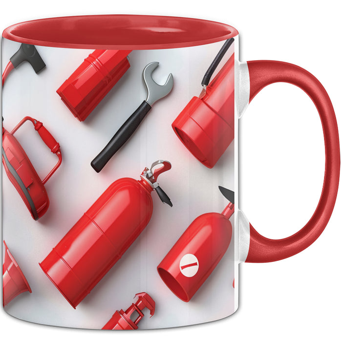 Feuerwehr Tasse Geschenk Feuerwehrmann 3D Tasse Rot Trendation