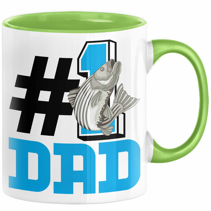 Fischer Nummer 1 Dad Vater Tasse Geschenk Angler Papa Geschenkidee Bester Papa Der Welt Vatertag Lustige Geschenkidee Grün Trendation