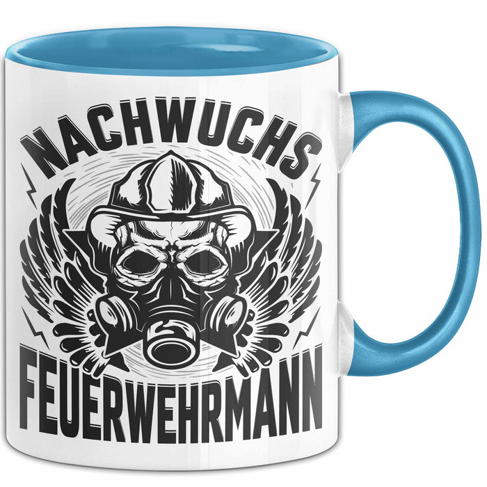 Nachwuchs Feuerwehrmann Tasse Geschenk Jungs Jungen Geschenkidee Freiwillige Feuerwehr Kaffee-Becher Blau Trendation