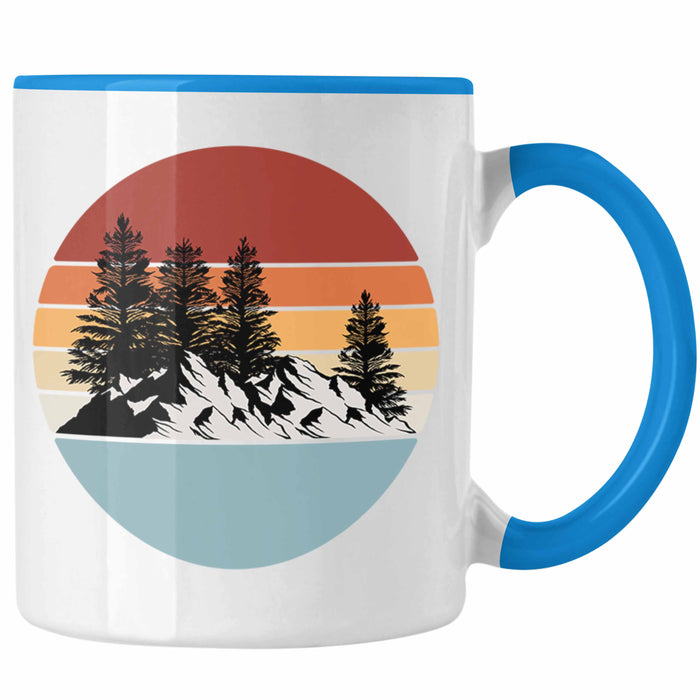 Retro Wald Tasse Geschenk Outdoor Natur Berge Blau Trendation
