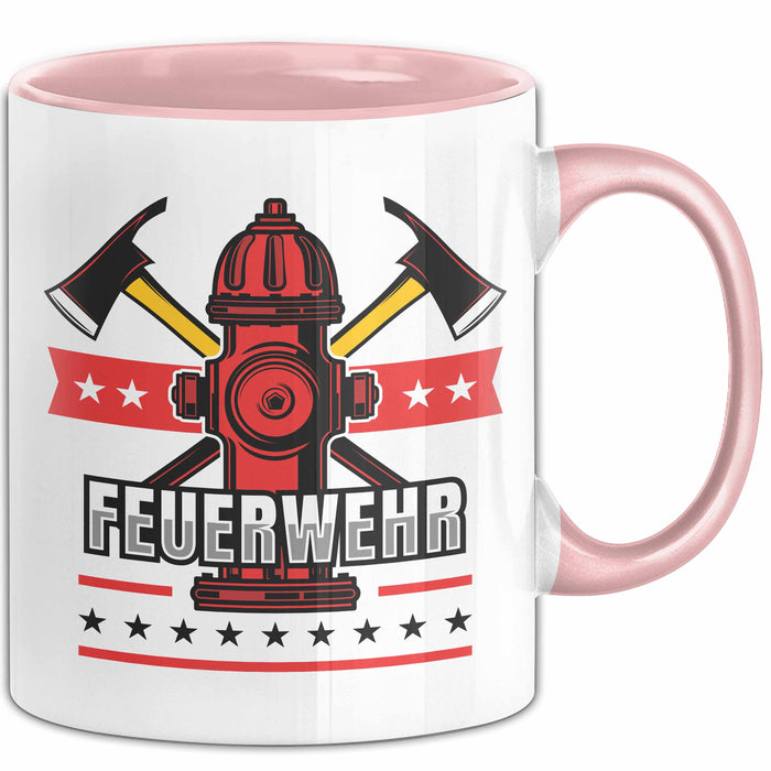 Feuerwehr Tasse Geschenk Für Feuerwehrmann Geschenkidee Hydrant Rosa Trendation