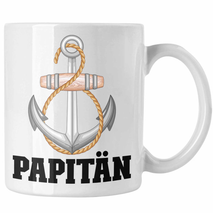 Papitän Tasse Geschenk Vater Kapitän Geschenkidee zum Vatertag Papa Boot Weiß Trendation