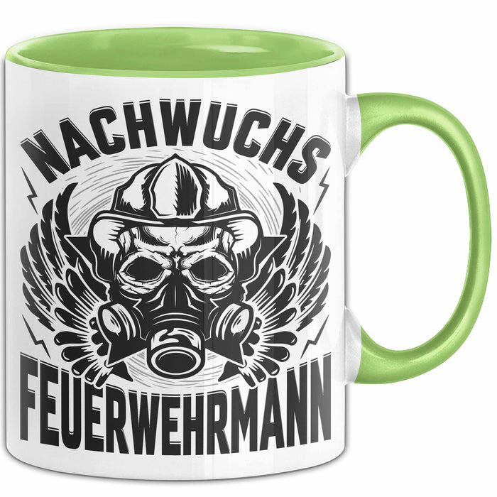 Nachwuchs Feuerwehrmann Tasse Geschenk Jungs Jungen Geschenkidee Freiwillige Feuerwehr Kaffee-Becher Grün Trendation