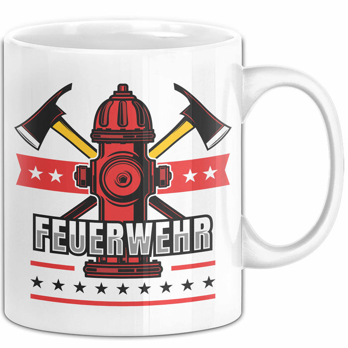 Feuerwehr Tasse Geschenk Für Feuerwehrmann Geschenkidee Hydrant Weiß Trendation