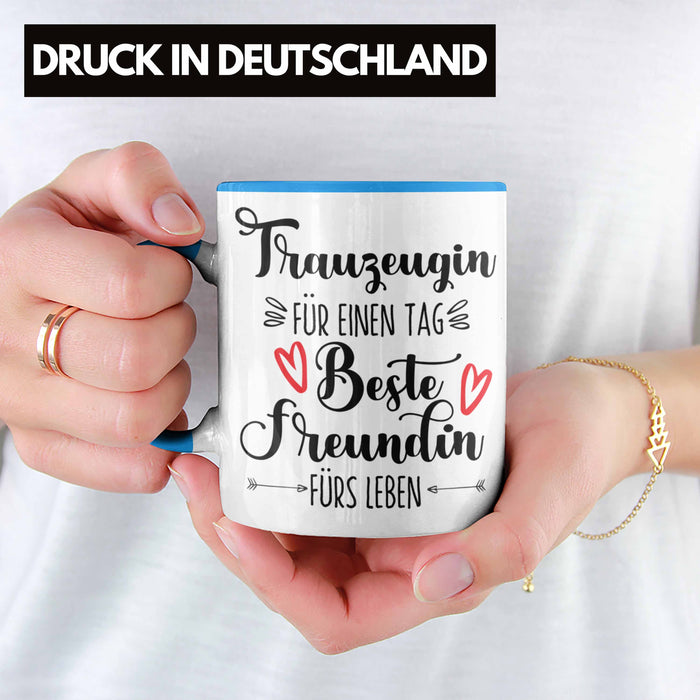 Trauzeugin Tasse Geschenk Beste Freundin Überraschung Beste Trauzeugin Spruch Geschenkidee Blau Trendation