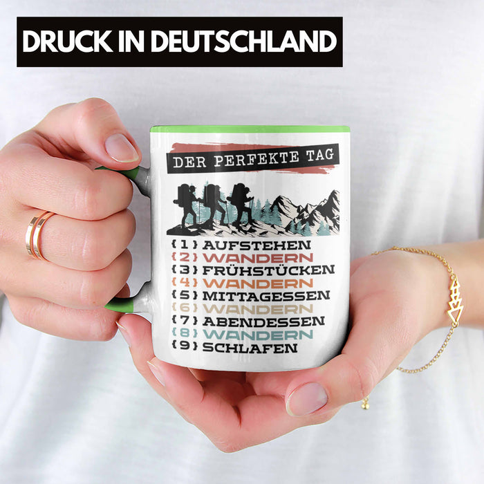 Wandern Tasse Geschenk für Wander-Fans Berge Spruch Der tolle Tag Geschenkidee Lustig Grün Trendation