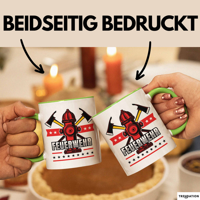 Feuerwehr Tasse Geschenk Für Feuerwehrmann Geschenkidee Hydrant Grün Trendation